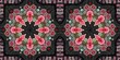 © Limolida Studio - Boho folkloric flower banner with a gypsy retro style. Repeatable vintage cloth effect border in black and red gothic fashion colors.