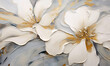 White Flower Oil Painting  with Heavy 3D Paint Texture on Abstract Gray Background - Generative AI
