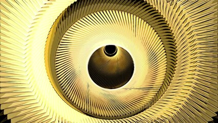 Poster - Abstract golden rings optical illusion. Design. Metal yellow circles moving around the central dot.