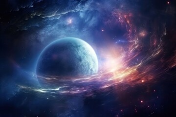  Universe, galaxy, space background. Nebula, planets, starts, suns, and planets colorful wallpaper.