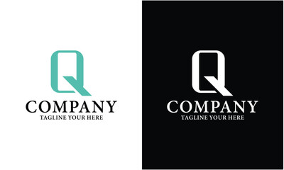 Wall Mural - Abstract Q letter modern initial letter logo design on a black and white background.