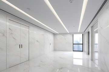 Wall Mural - Vacant white room with a marble floor.