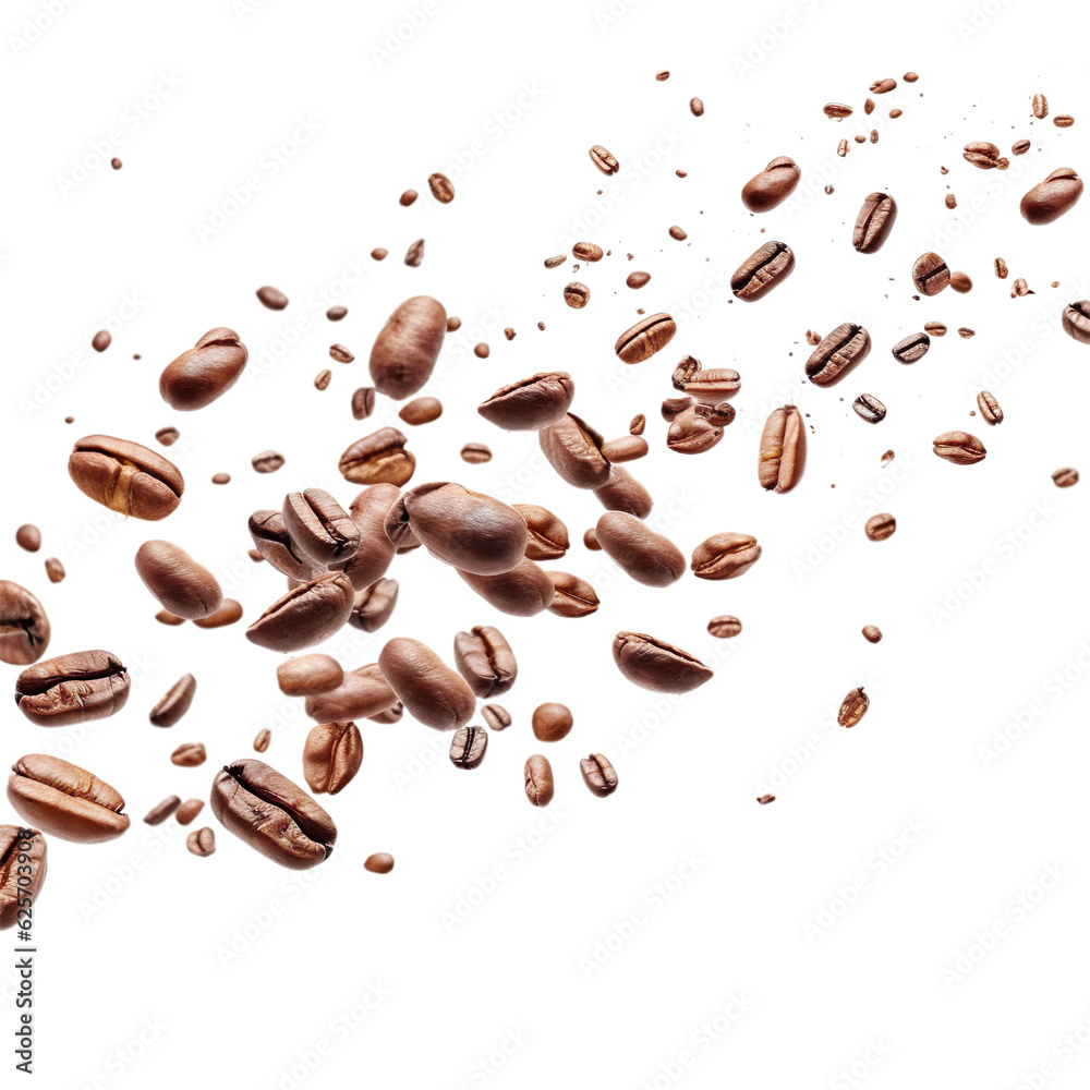 Coffee beans flying isolated on white background Stock Photo | Adobe Stock