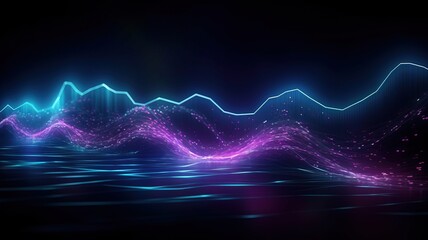 Abstract futuristic background with pink blue,violet, pink glowing neon lines. Ai generated 