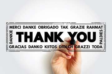 Sticker - Thank You stamp concept in many languages