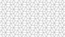 Vector Seamless Linear Pattern With Rhombuses. Abstract Geometric Low Poly Background. Stylish Hexagon Grid Texture.