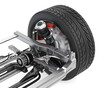 Close-up view of electric vehicles's air suspension on white background. 3D rendering image.