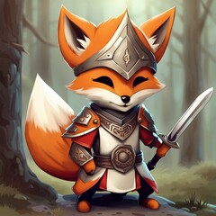 Wall Mural - generative AI - fox warrior