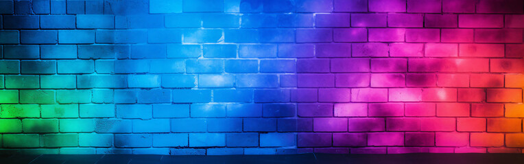 Wall Mural - A rainbow colored concrete wall with some blue illumination. Spectrum of colors. Eye catching abstract background for something creative