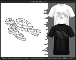 Wall Mural - Sea turtle mandala arts isolated on black and white t shirt.