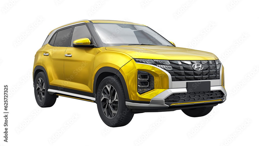 UK, London. July 1, 2023. Hyundai Creta 2022. Yellow compact-size SUV ...