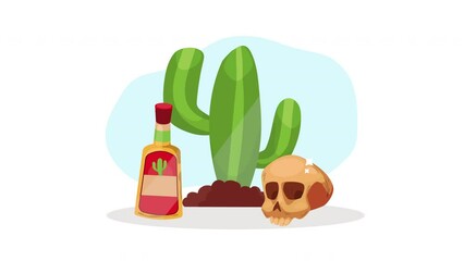 Sticker - mexican culture cactus plant animation