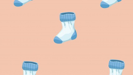 Poster - blue baby socks pattern animation