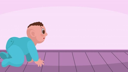 Poster - cute new born crawling character animation