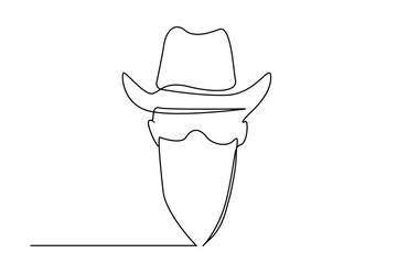 Wall Mural - male cowboy western profile simple line art