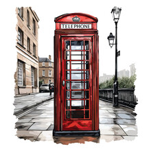 British Traditional Telephone Booth. Vector Illustration