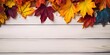 Autumn background with colorful leaves on wooden background, AI Generated