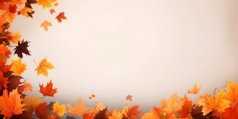 Canvas Print - Autumn banner with orange leaves. AI generative