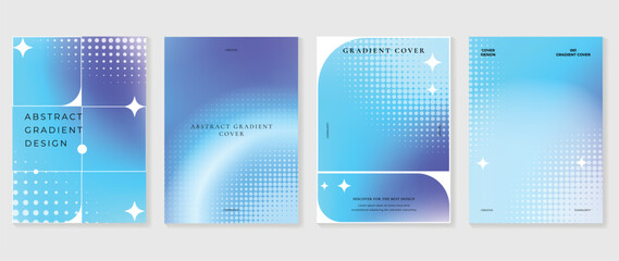Abstract gradient background cover vector. Modern digital wallpaper with pastel color, geometric shapes, sparkle, halftone. Futuristic landing page illustration for branding, commercial, advertising. 