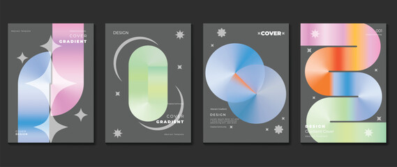 Fototapete - gradient design background cover set. abstract gradient graphic with geometric shapes, circles, spar