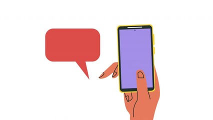 Sticker - smartphone device technology with speech bubble animation