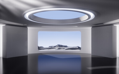 Poster - empty creative round room background, 3d rendering.