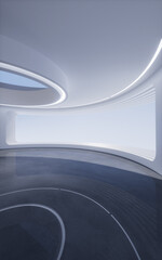 Poster - Empty creative round room background, 3d rendering.