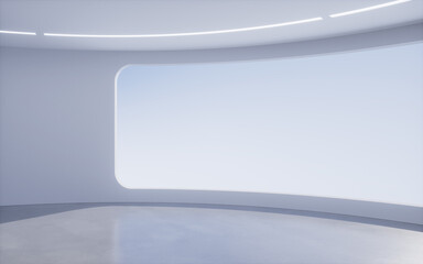 Poster - empty creative round room background, 3d rendering.
