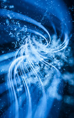 Poster - Flowing curve and particles background, 3d rendering.