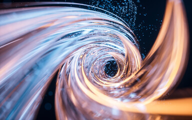 Poster - Flowing curve and particles background, 3d rendering.