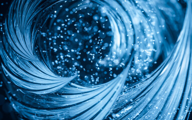 Poster - Flowing curve and particles background, 3d rendering.