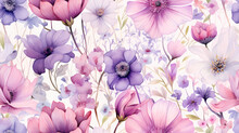 Watercolor Seamless Pattern Whimsical Flowers