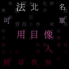 Poster - Abstract Matrix background. Random Characters of Chinese Simplified Alphabet (Hong Kong). Gradiented matrix pattern. Purple red color theme backgrounds. Tileable horizontally.