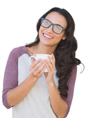 Poster - Digital png photo of biracial woman drinking coffee on transparent background