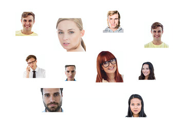Poster - Digital png illustration of network of group of diverse people on transparent background