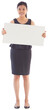 © vectorfusionart - Digital png photo of happy asian businesswoman holding blank sign on transparent background