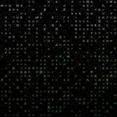 Poster - Letters Grid background. Random Chinese Simplified Alphabet Letters. Gradient matrix pattern. Light green color theme backgrounds. Tileable horizontally. Neat vector illustration.