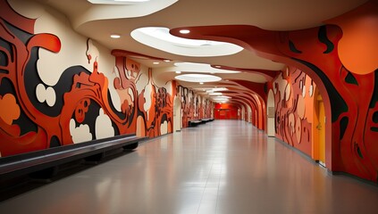 Wall Mural - Artistic decoration in a train station, generative ai