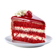 A Red Velvet Cake Isolated On Transparent Background Cutout