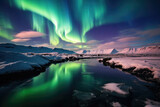 Fototapeta Tęcza - Northern lights (Aurora borealis) in the sky