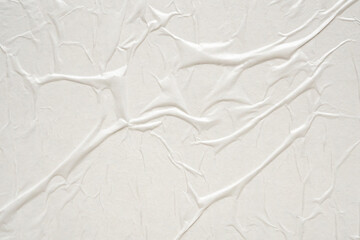 White blank crumpled and creased paper poster texture background