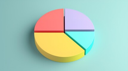 3D isometric pie chart on green pastel background illustration.