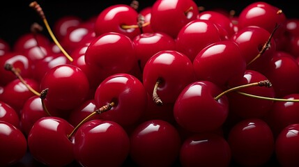 Wall Mural - cherries on a black background. Generative ai