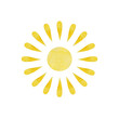Sun isolated on a transparent background. Yellow watercolor sun clipart. Cute cartoon-style star. Summer object illustration. Simple sun icon. Weather  sign. Tropical doodle symbol.