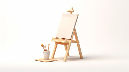 Poster - easel illustration in paper cut style on white isolated background