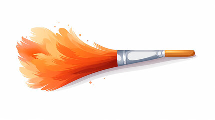 Poster - orange cream paintbrush illustration in paper cut style on white isolated background