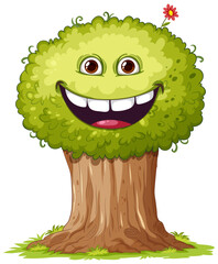 Wall Mural - smiley happy tree cartoon