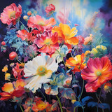 Fototapeta Kwiaty - Discover the joy of blooming art with serene flower paintings. Explore our captivating illustrations for a vibrant and peaceful experience. 🌺🎨 #FlowerPainting #ArtisticBliss