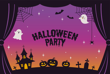 vector background with a set of halloween icons for banners, cards, flyers, social media wallpapers,