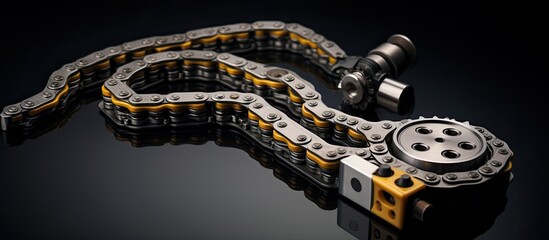 Poster - Photo of a close up of a chain and wrench, perfect for industrial and mechanical concepts with copy space